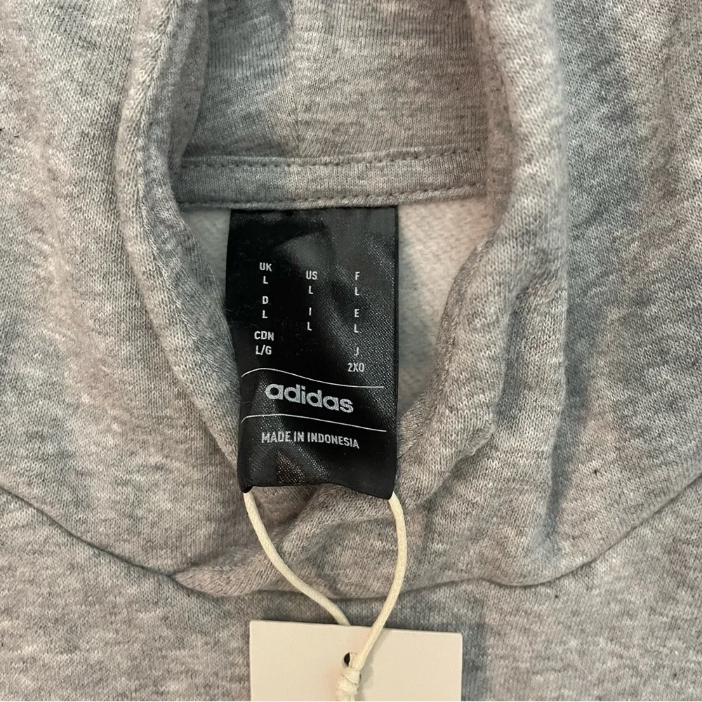 ADIDAS Men's Essentials Fleece Hoodie Size L In Medium Grey Heather/Black